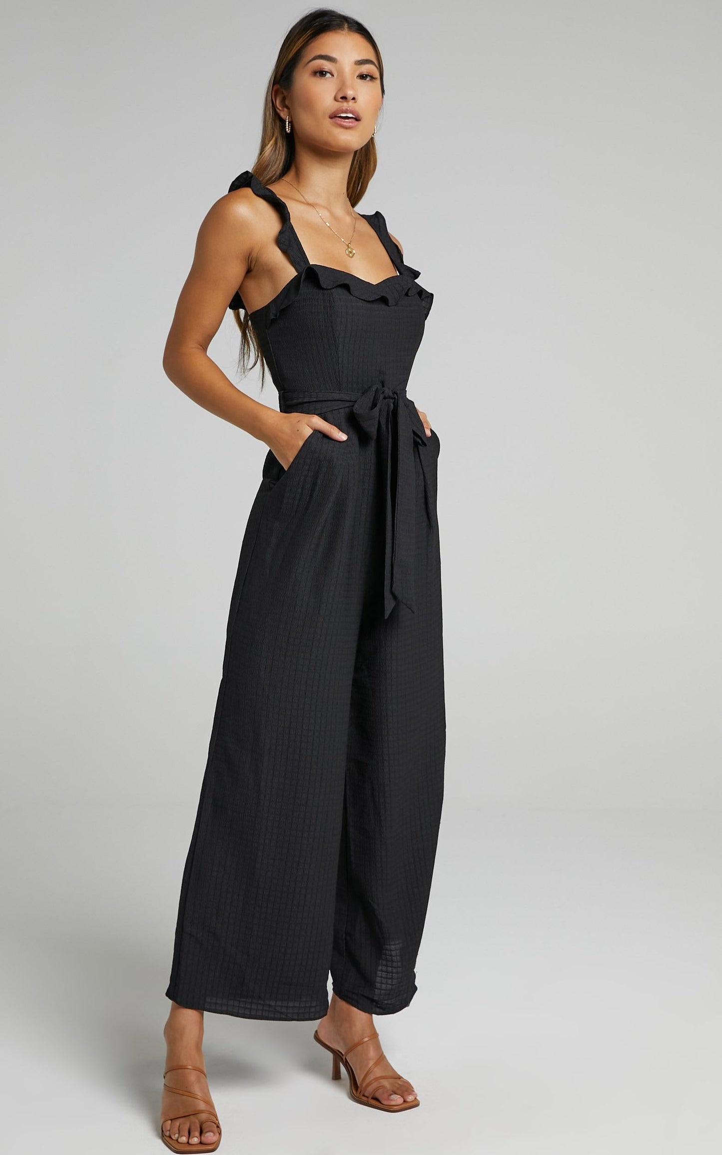 Cynthia Ruffle Jumpsuit in Black