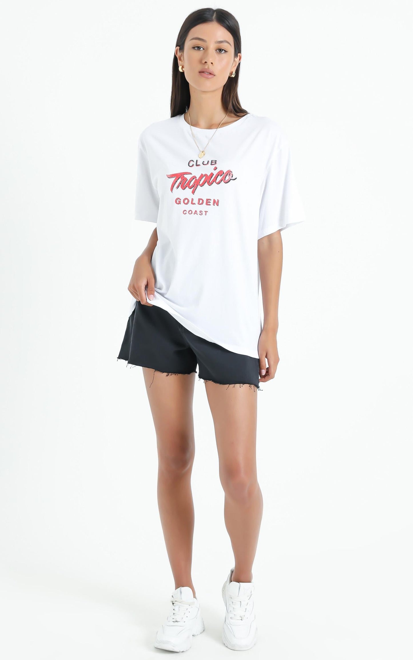 Charlie Holiday - Club Tropico Oversized Boyfriend Tee in White