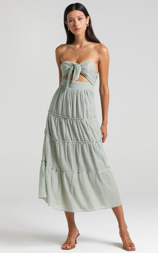 Tie Bust Maxi dress in Sage