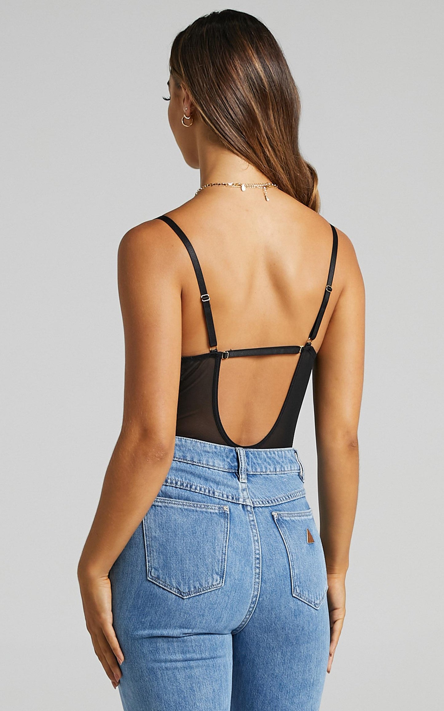 Melisa Panelled bodysuit in Black Lace
