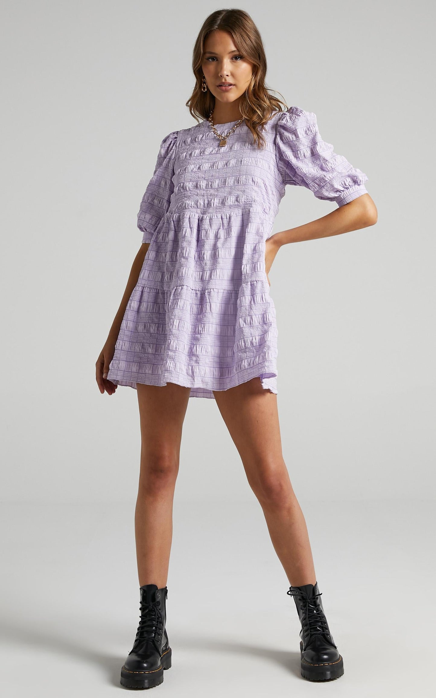 Darcia Dress in Lilac Check