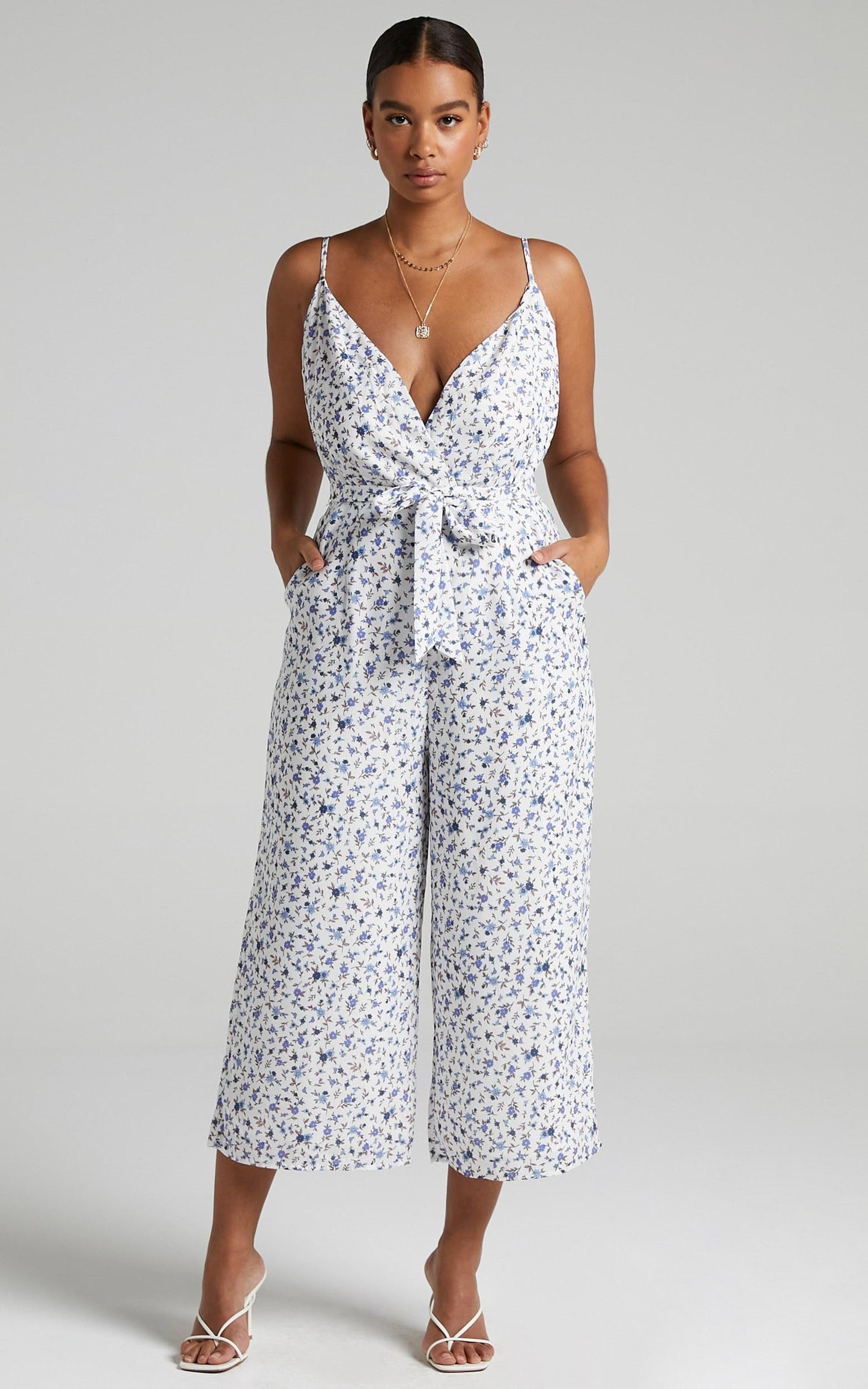 Thought Provoking Jumpsuit in White Floral