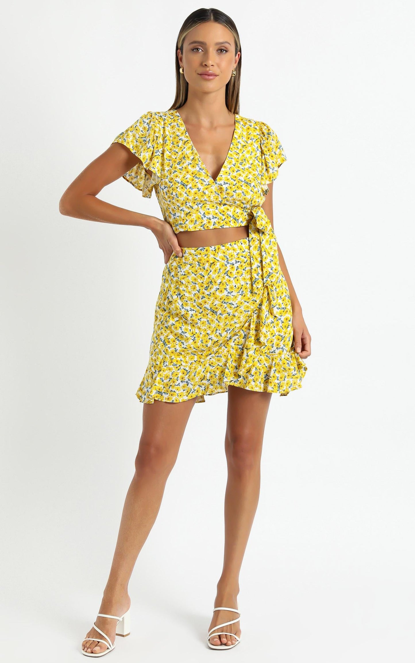 Karrie Two Piece Set in Yellow Floral