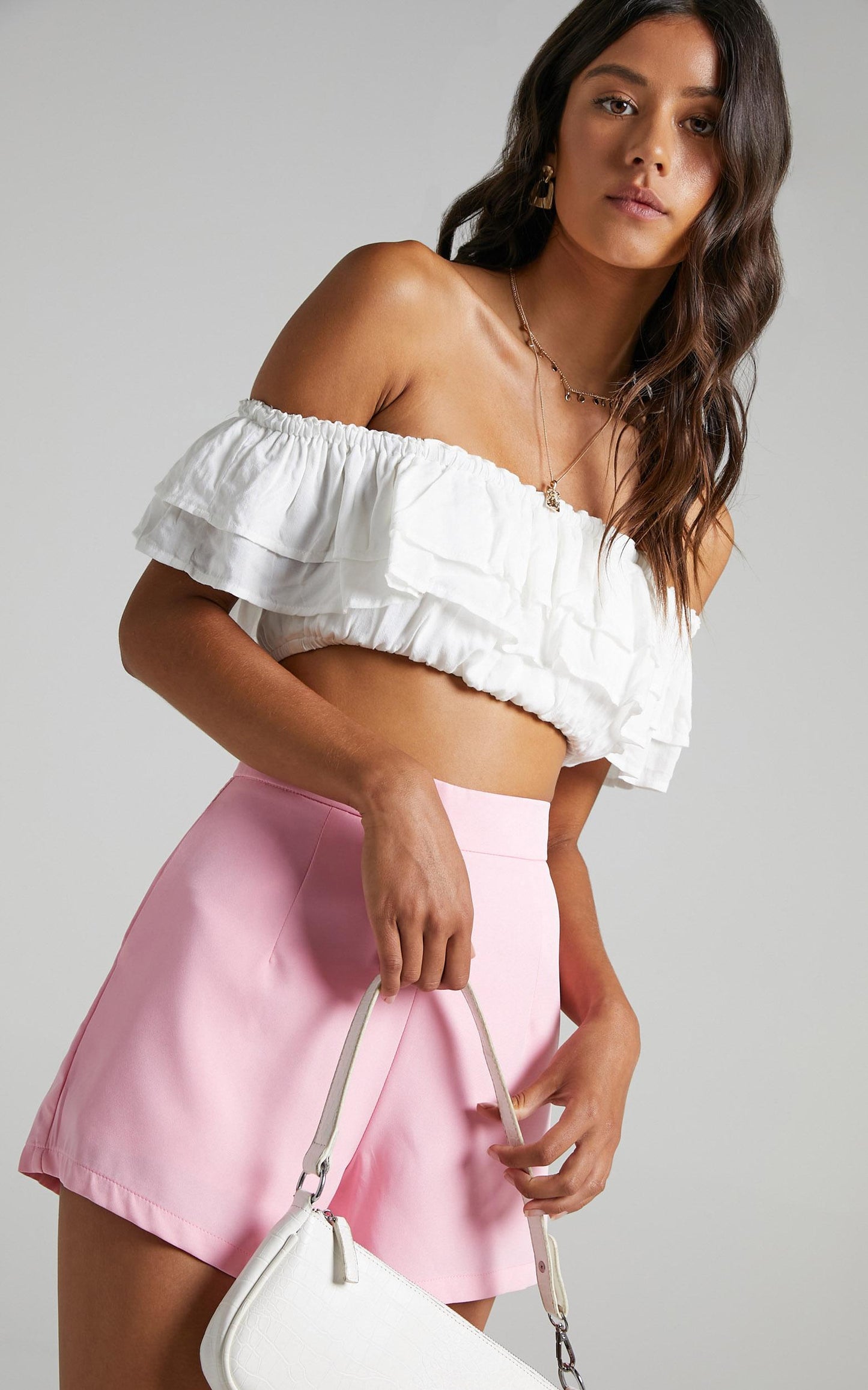 Notre Dame Crop Top in White