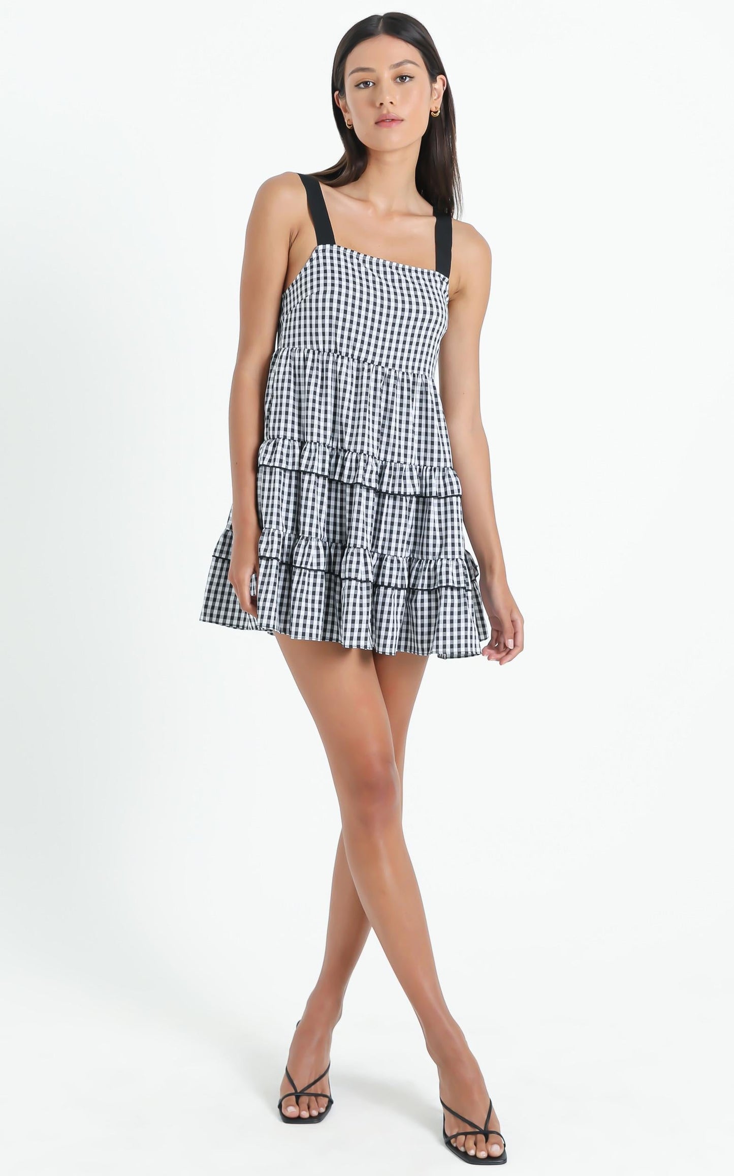 Ora Dress in Black Gingham Check