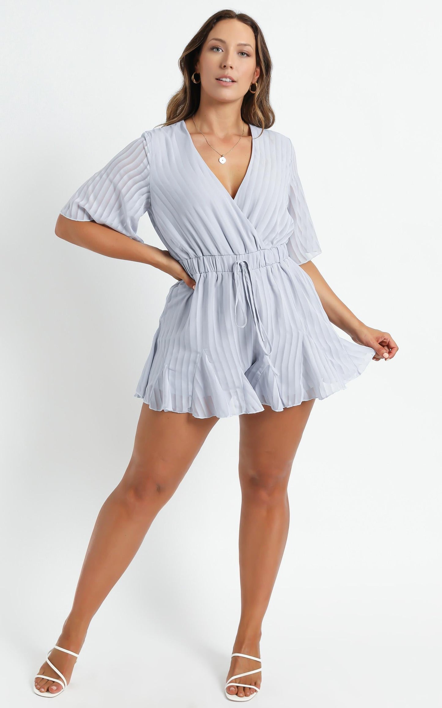 Play On My Heart Playsuit in Light Blue