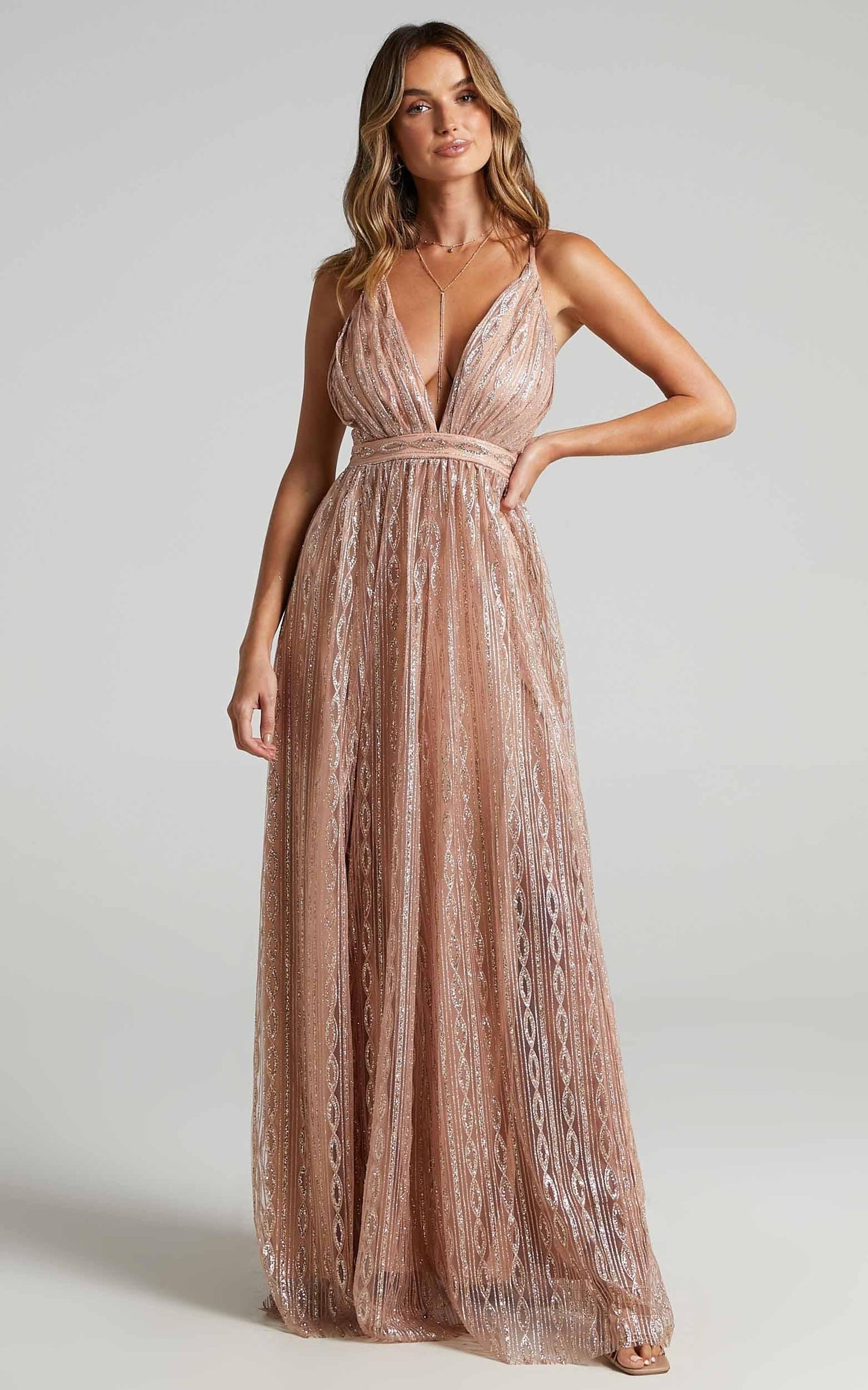 Romantic Night Maxi Dress in Rose Gold