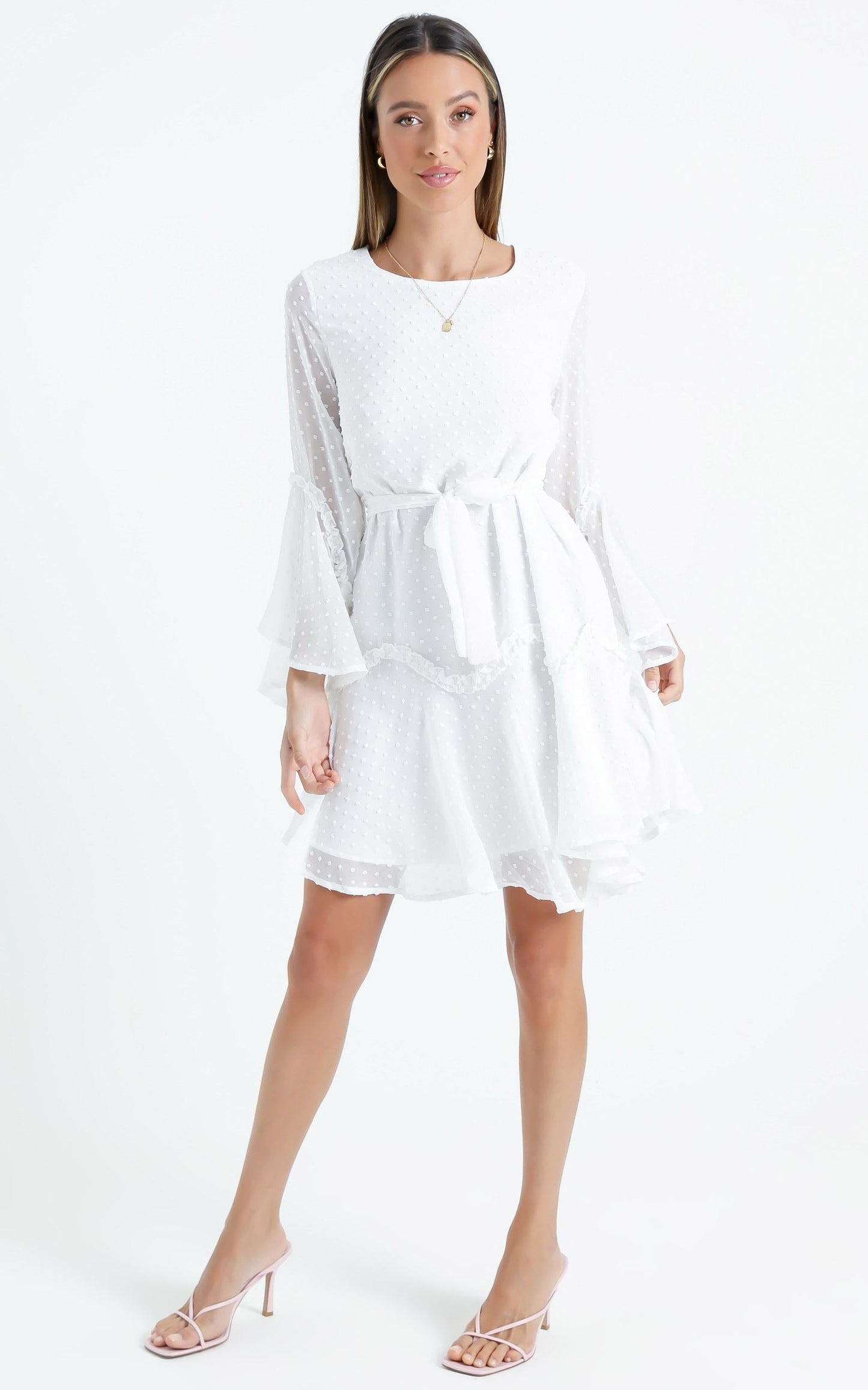So Whats Next Dress in White Dobby
