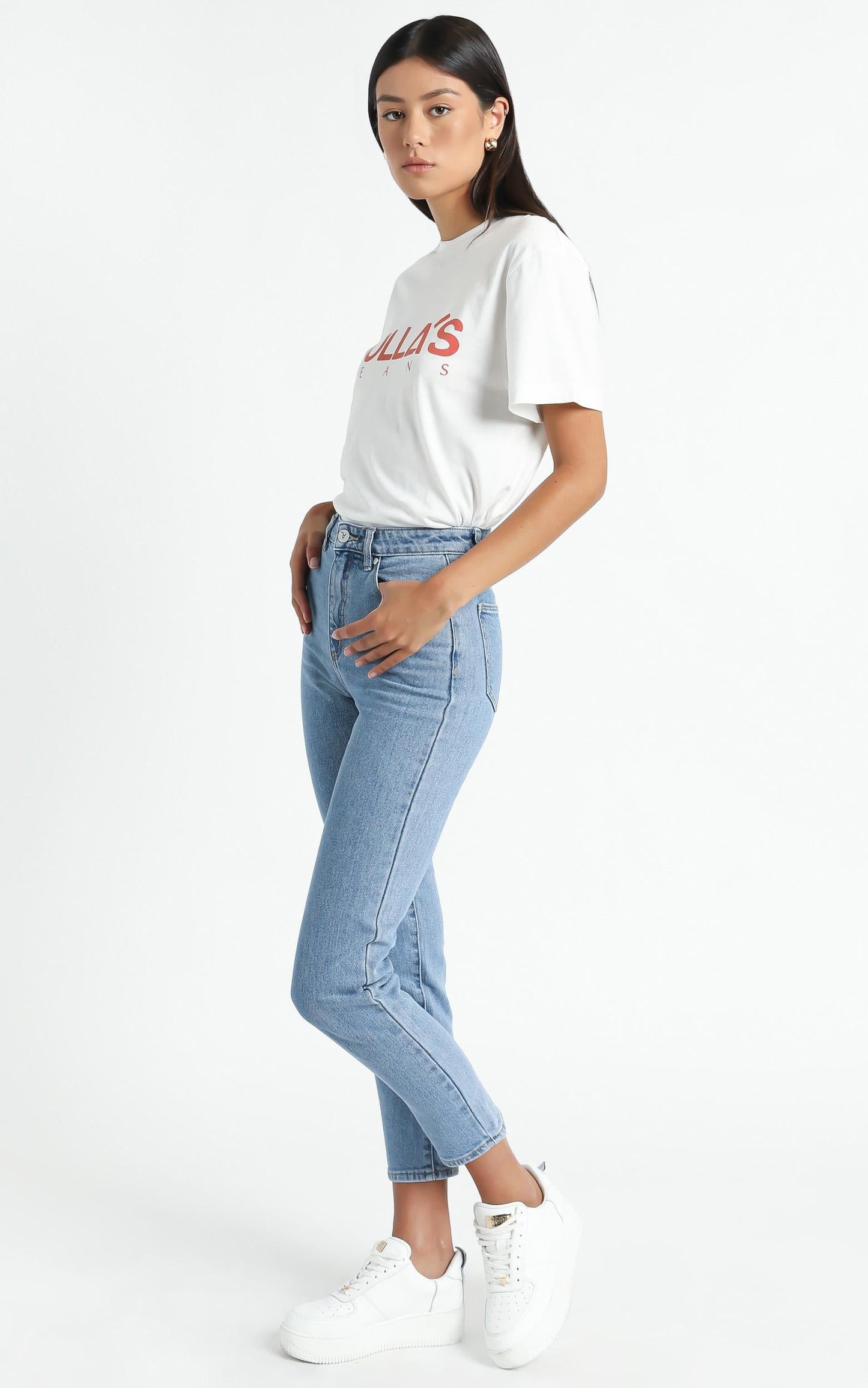 Rollas - Tomboy Classic Logo Tee in Faded Red