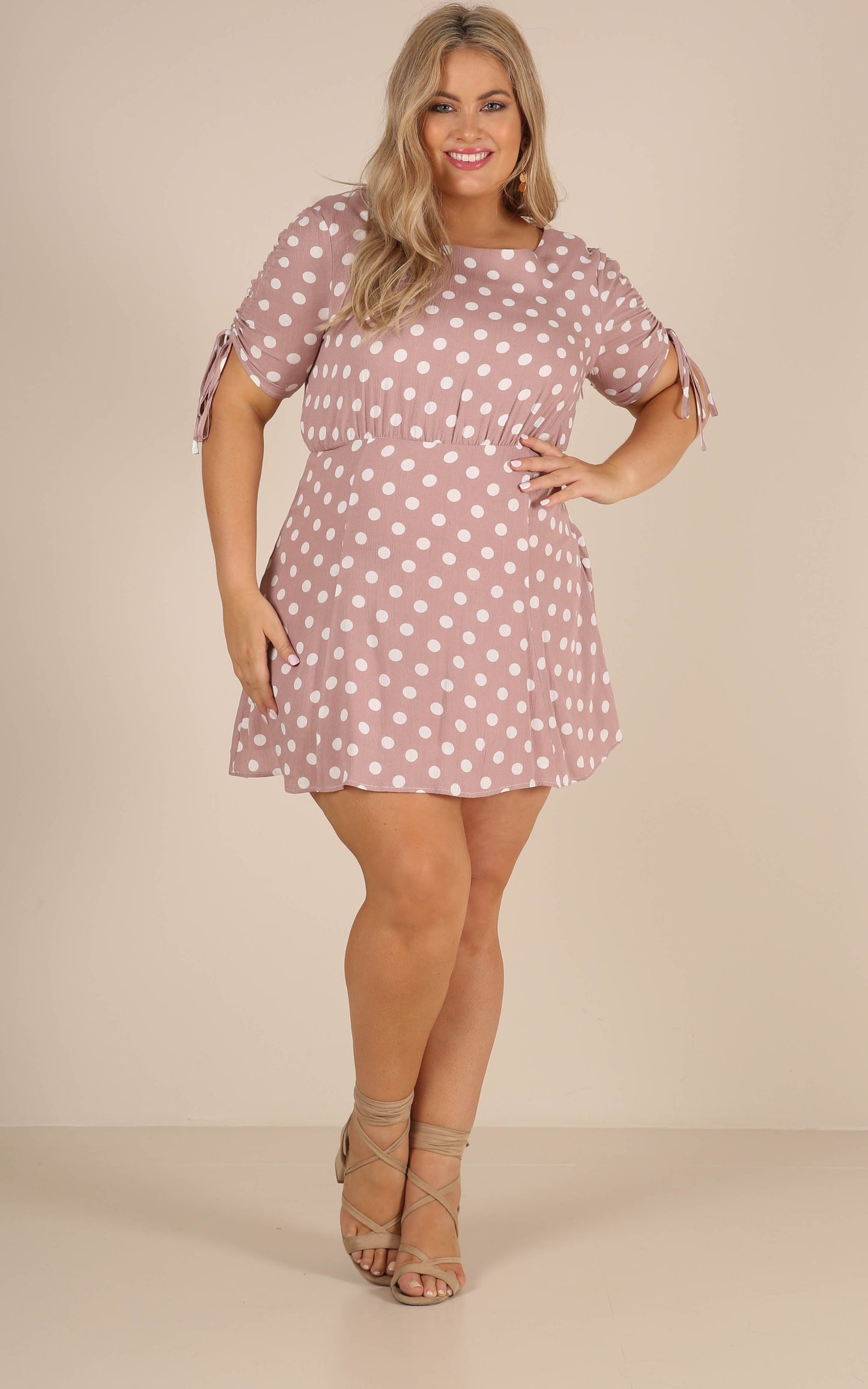 Hand Me Down Dress In Mocha Polkadot