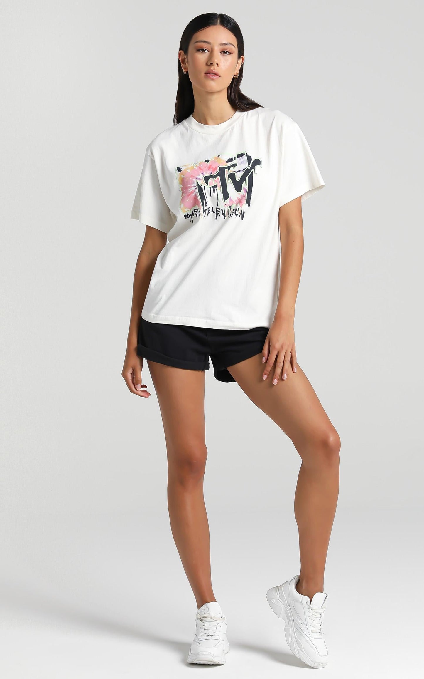 Rollas - Tomboy MTV Tie Dye Tee in White