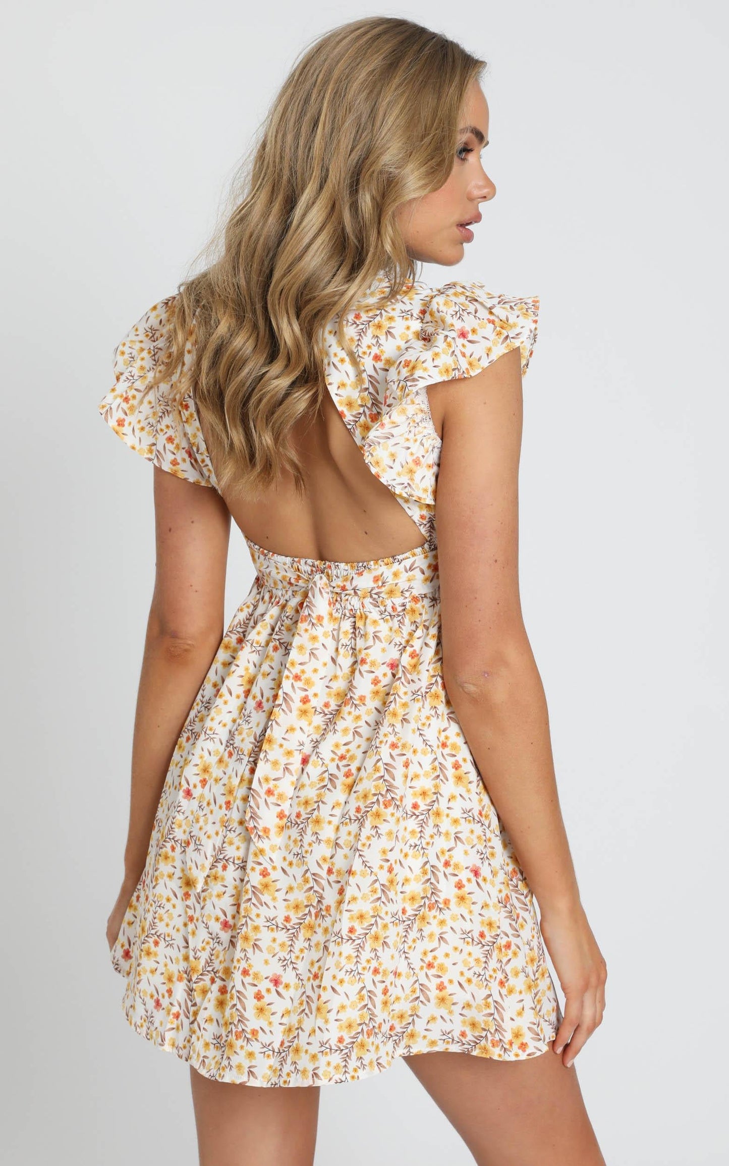 Back To Beginning Dress in Yellow Floral