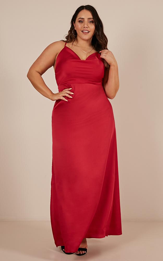Style And Substance Maxi Dress In Red Satin