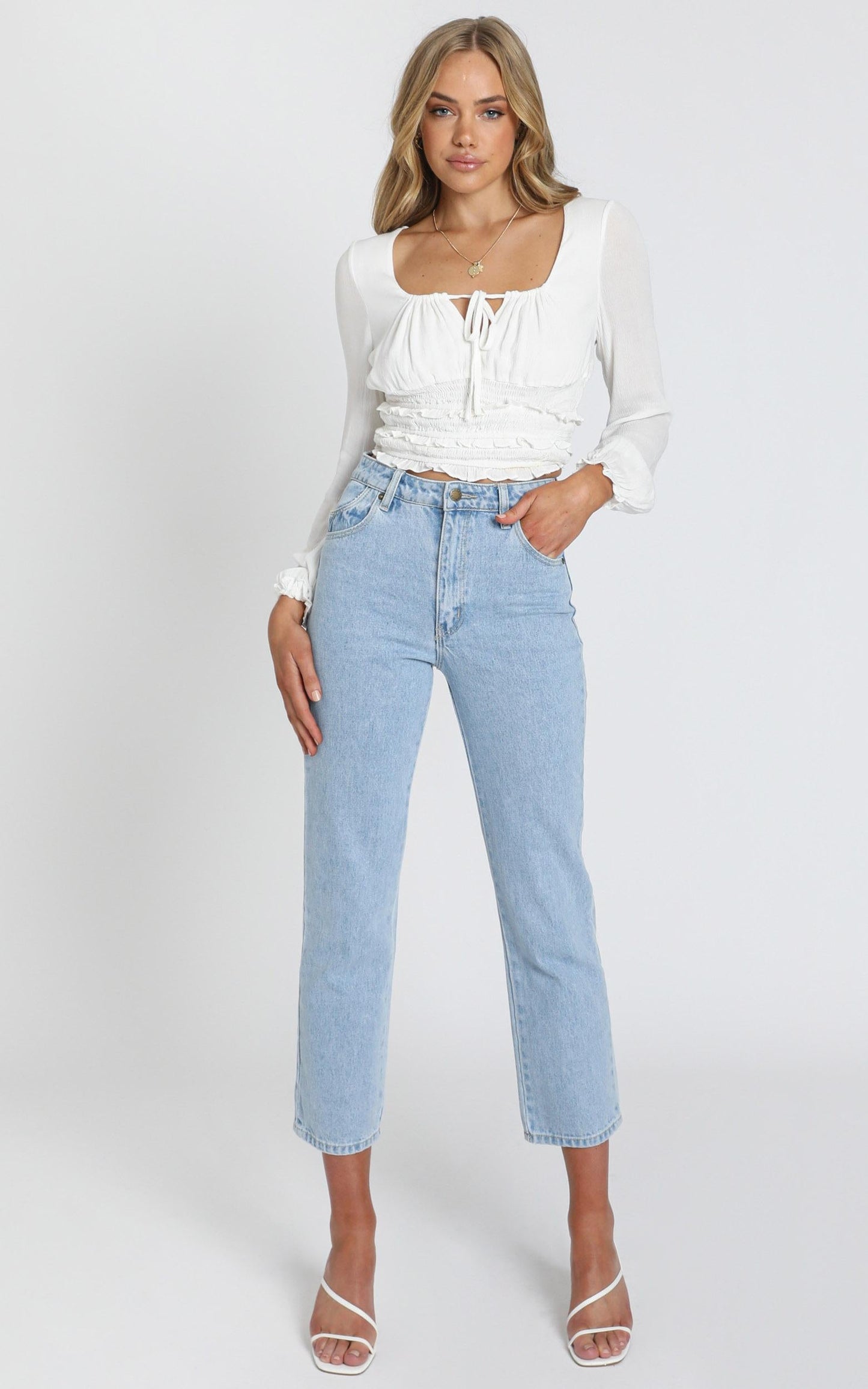 Eugenie Long Sleeve Top in White