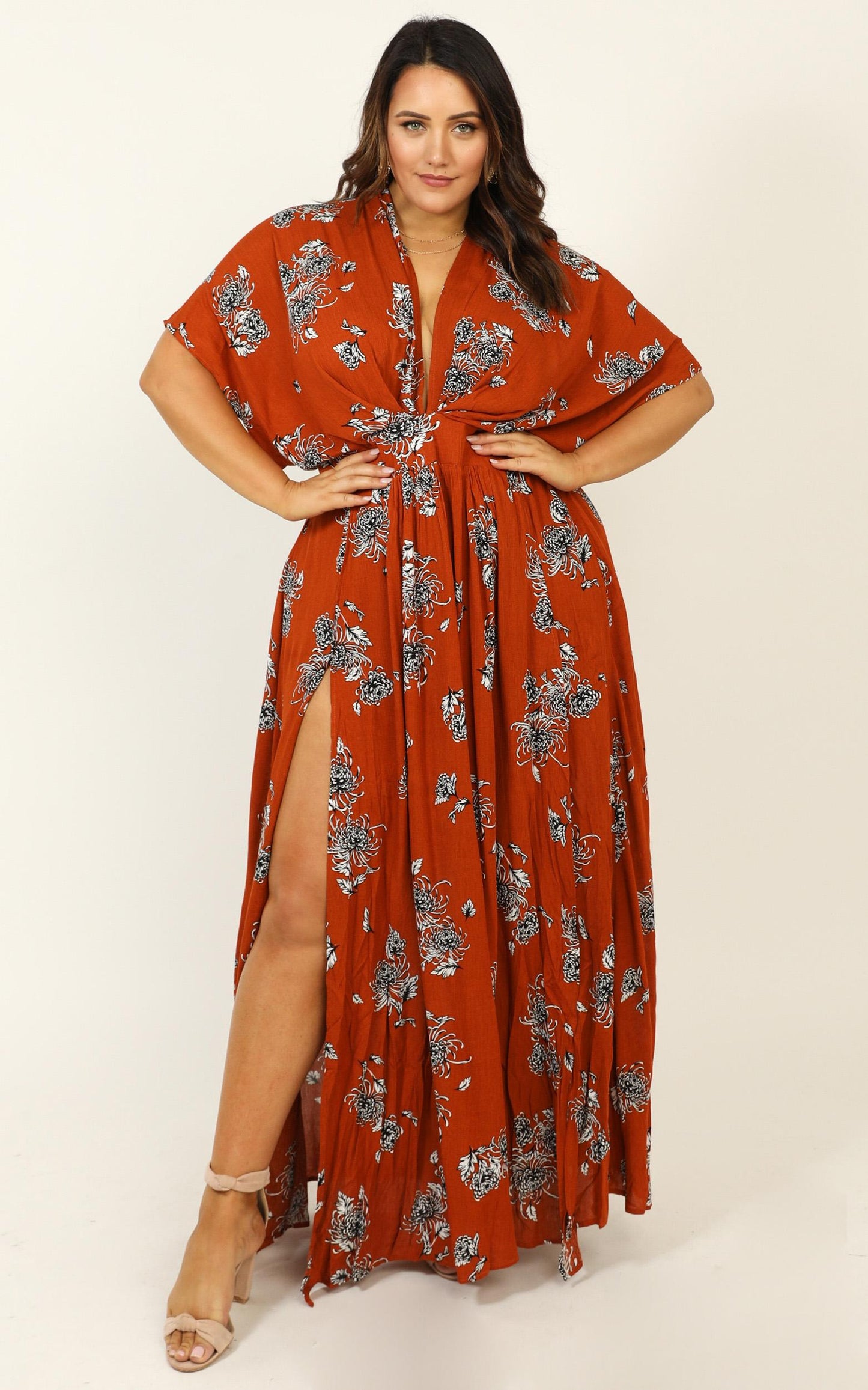 Vacay Ready Maxi Dress in Rust Floral