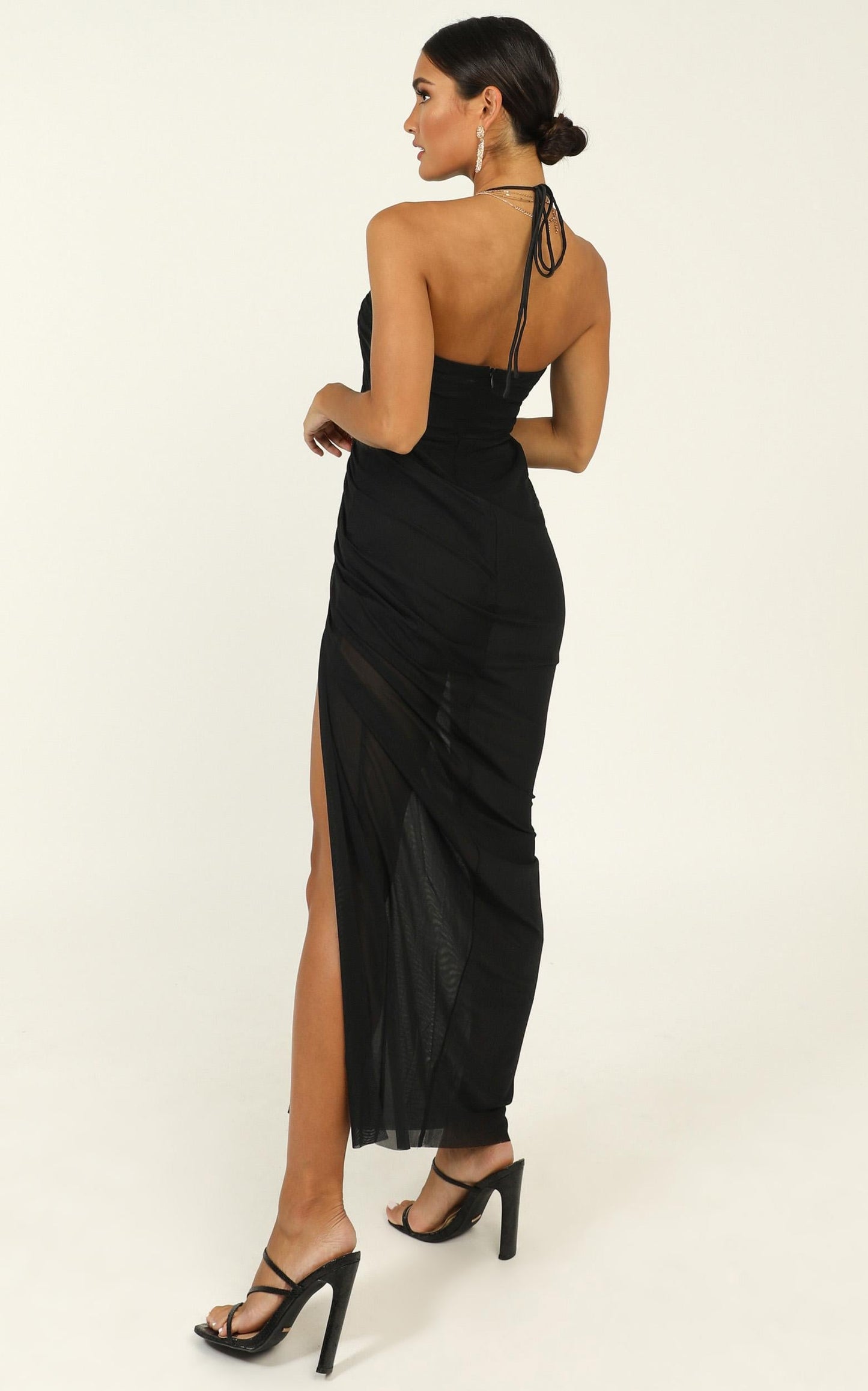 Like A Shooting Star Dress In Black Mesh