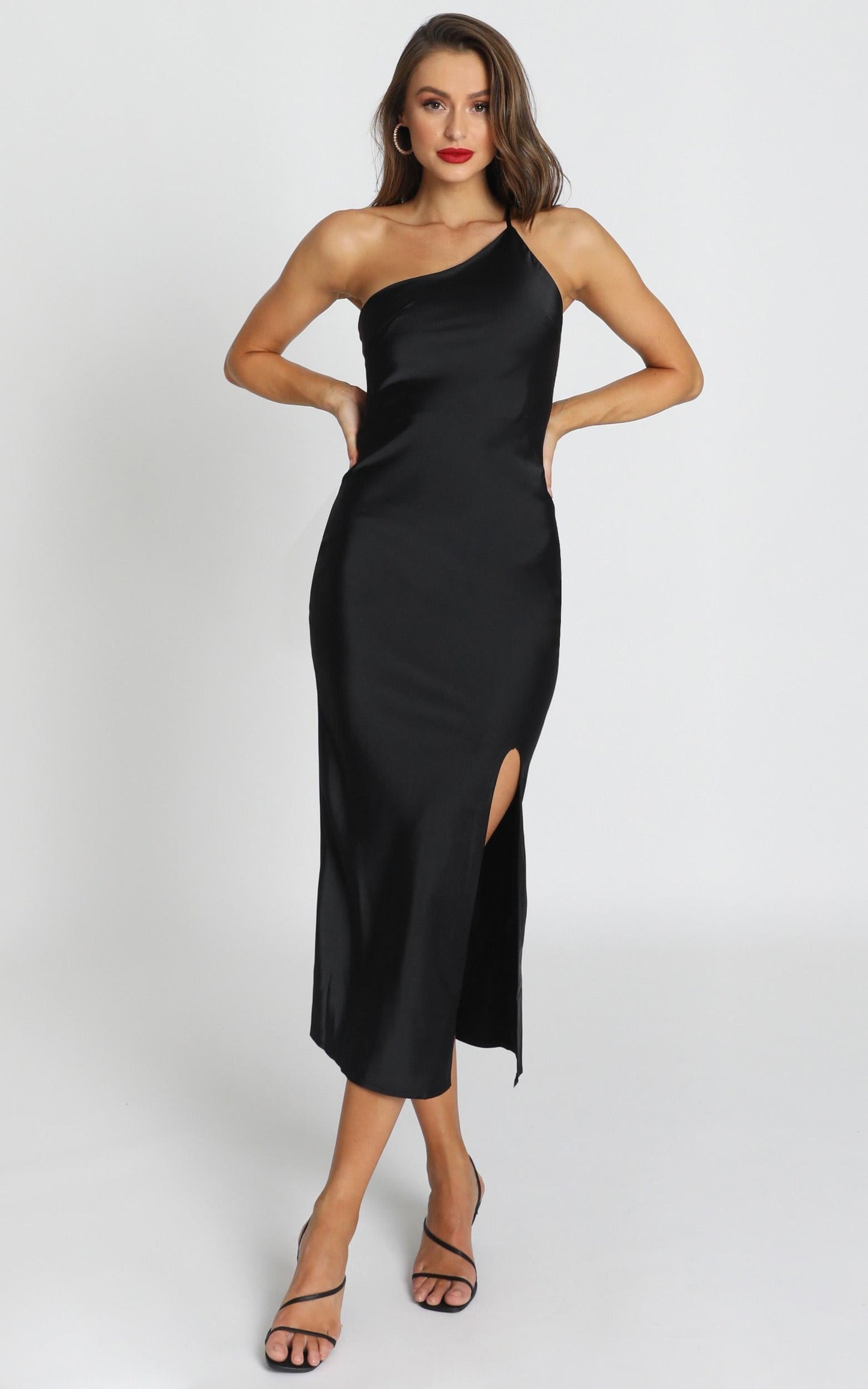Look me Up Dress In Black Satin