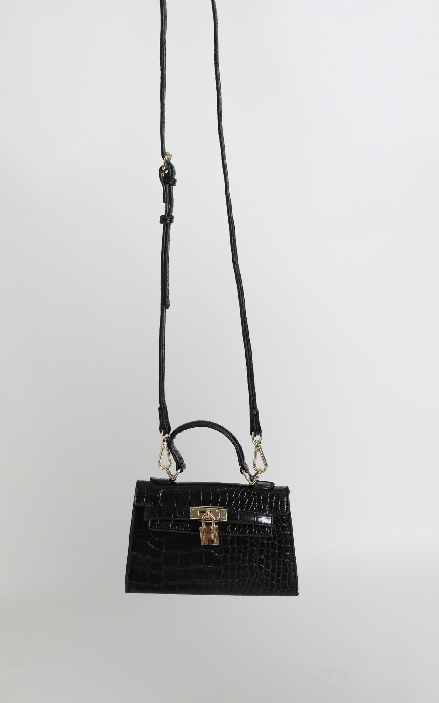 Peta And Jain - Hedi Mini Top Handle Bag In Black Croc