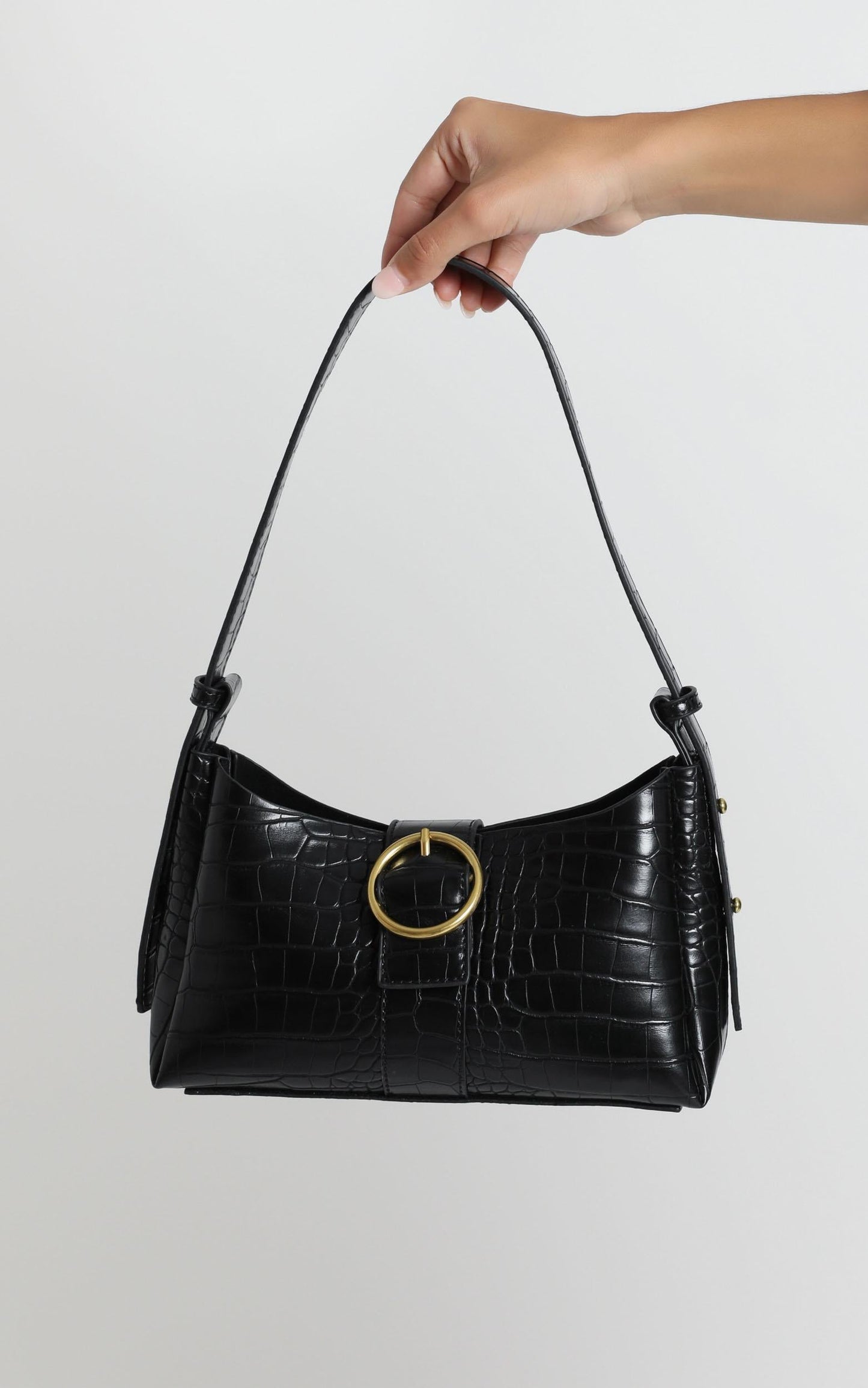 Peta And Jain - Raquel Shoulder Bag In Black Croc