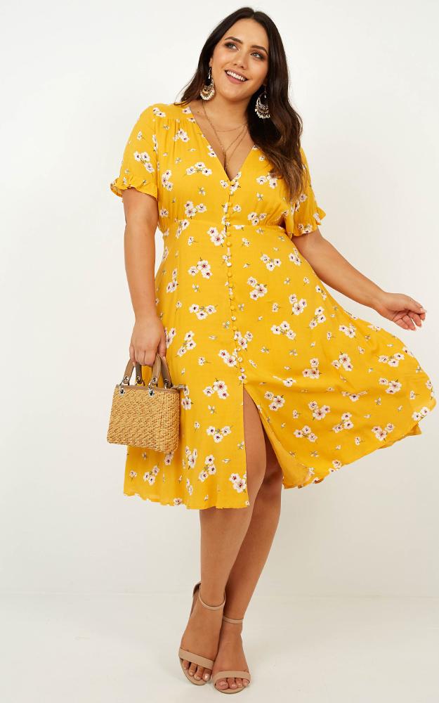 Call Me In Dress In Yellow Floral