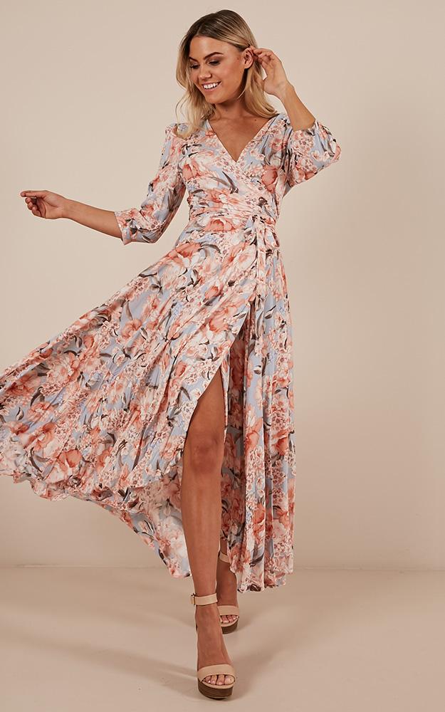 Cover Me Up Maxi Dress In Peach Floral