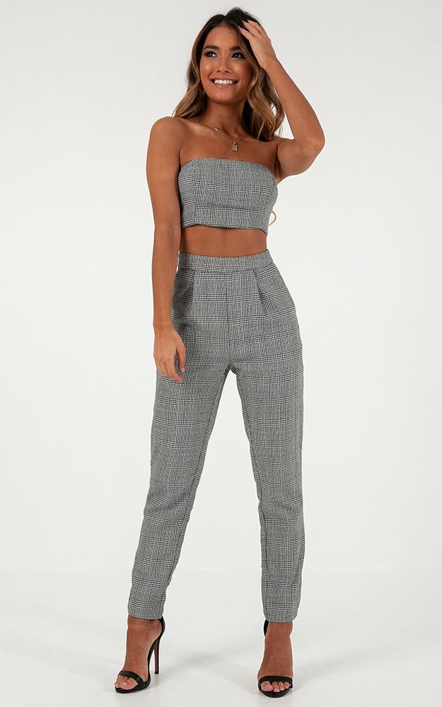 Bad And Boujee Two Piece Set In Black Houndstooth