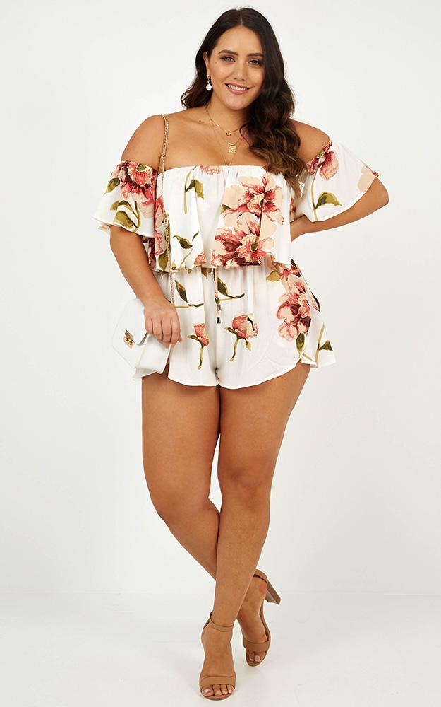 Beneath The Lights Playsuit In White Floral