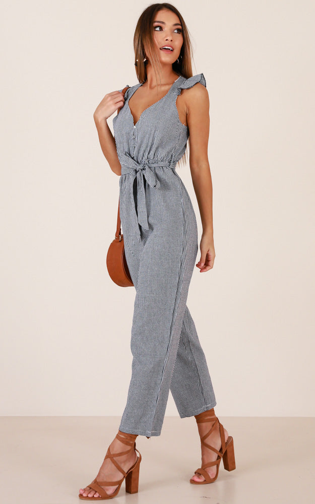 Palm Springs Jumpsuit In Black Gingham