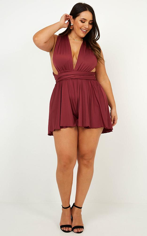 Sugar High Playsuit In Burgundy