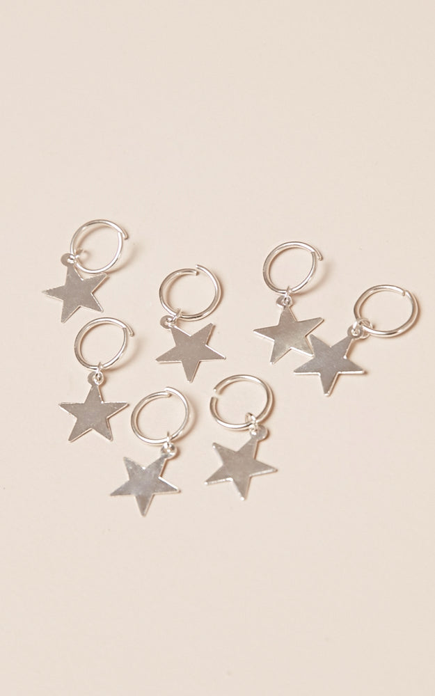 Kings And Queens star hair rings in silver
