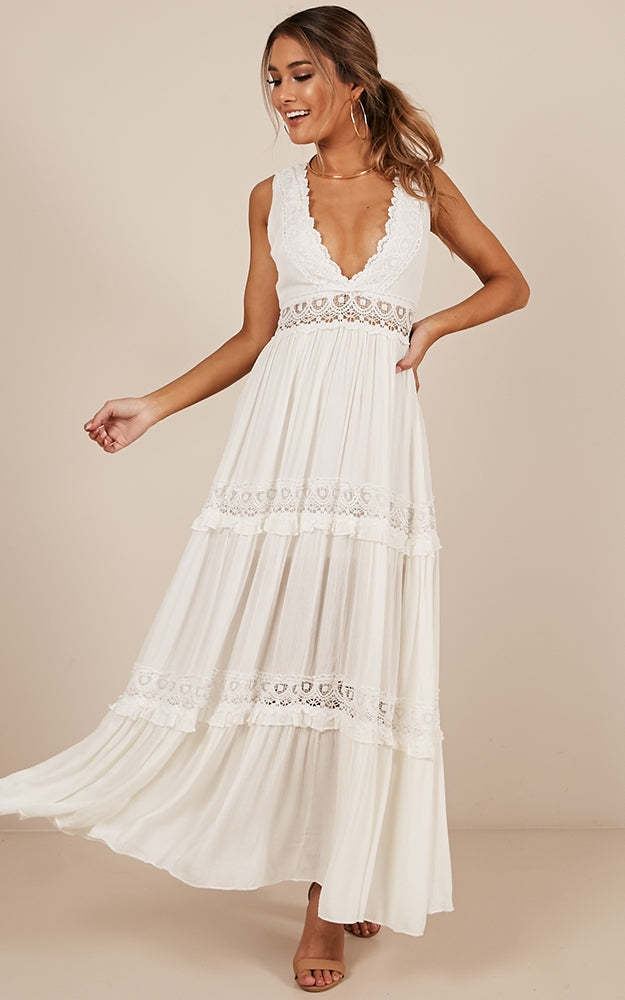 Thrills And Spills Maxi Dress In White