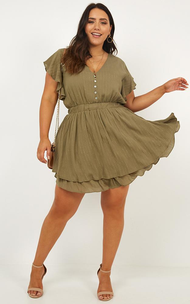 Burning Fire Dress In Khaki