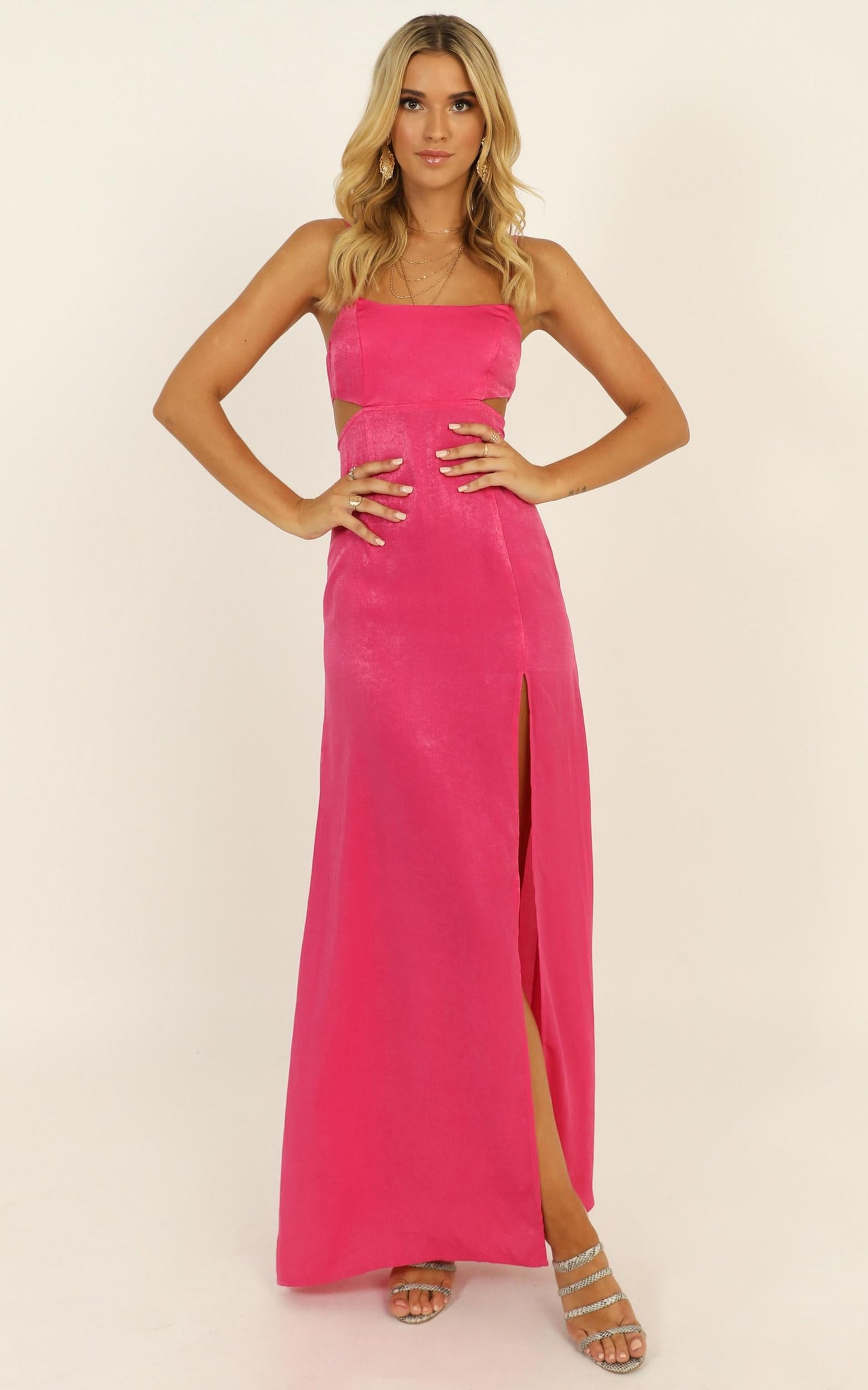A Special Mention Dress In Hot Pink Satin