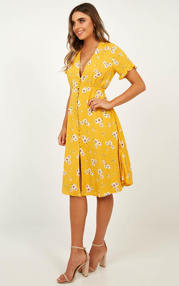 Call Me In Dress In Yellow Floral