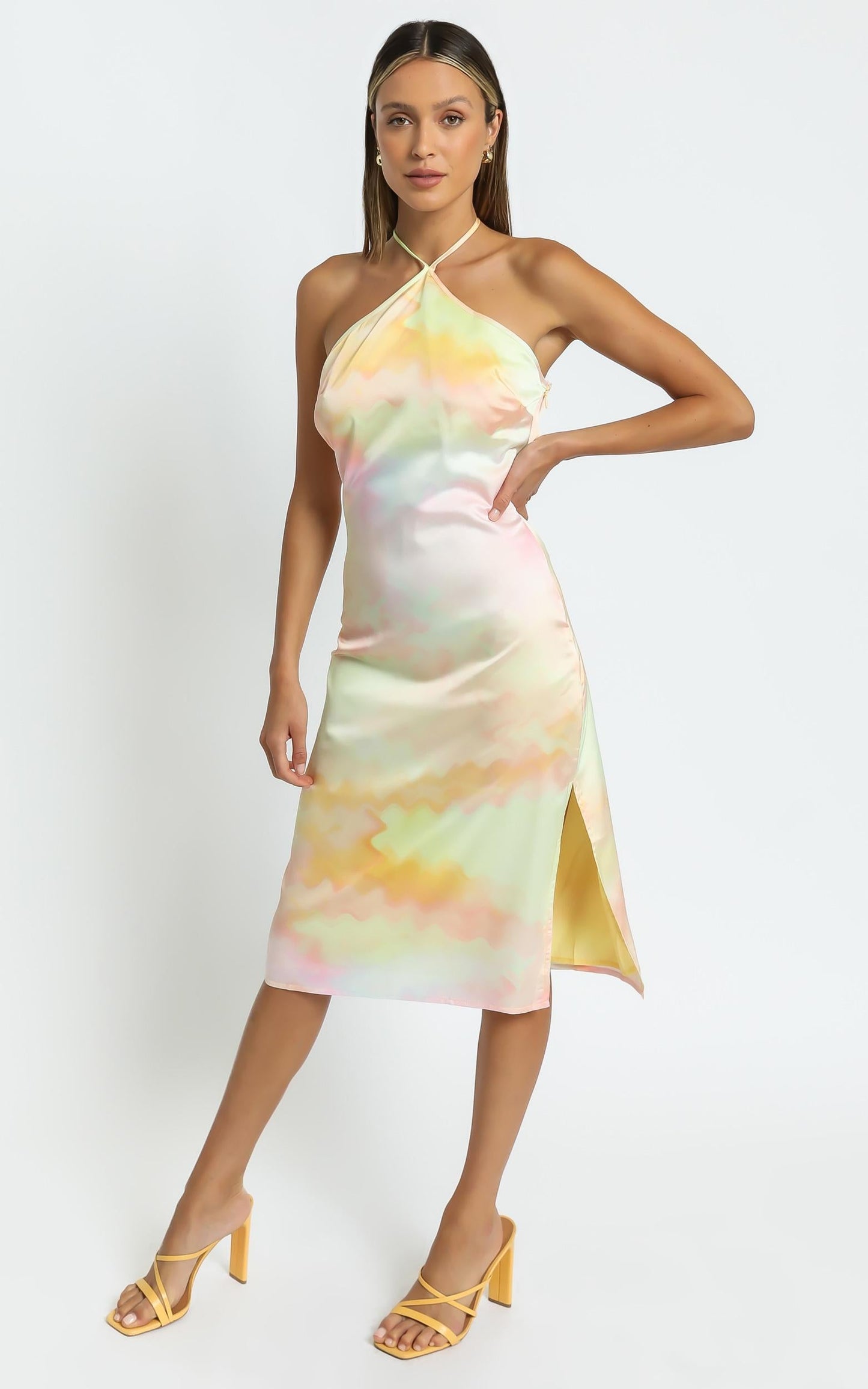 Danna Midi dress in Yellow Tie Dye