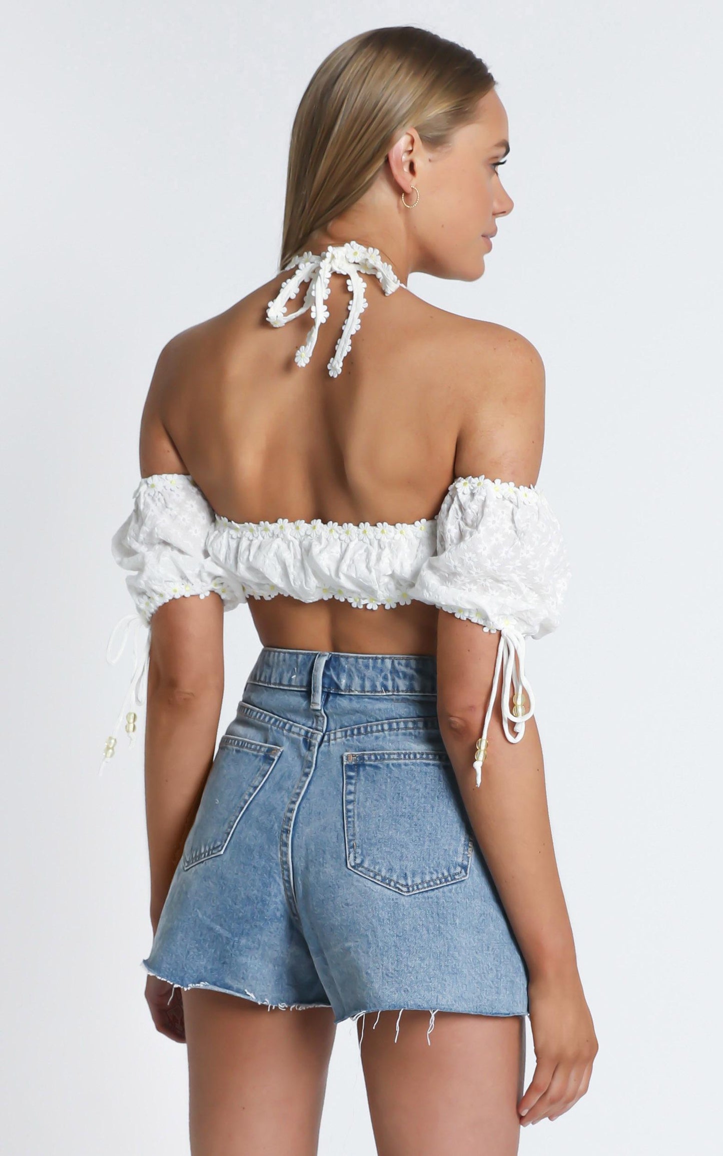 I Still Got You Top In White Embroidery