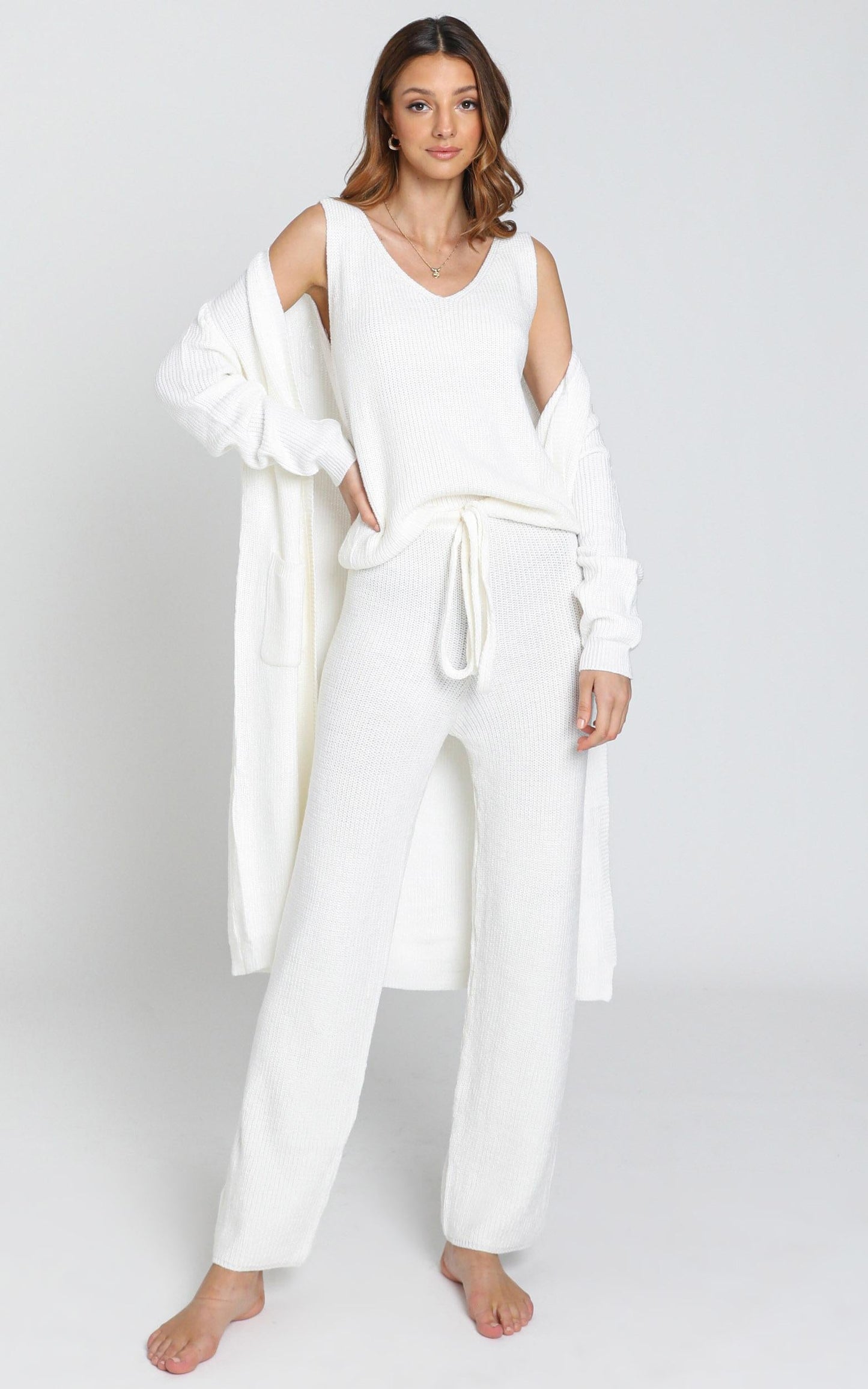 Luxe Lounge Knit Vest in Cream
