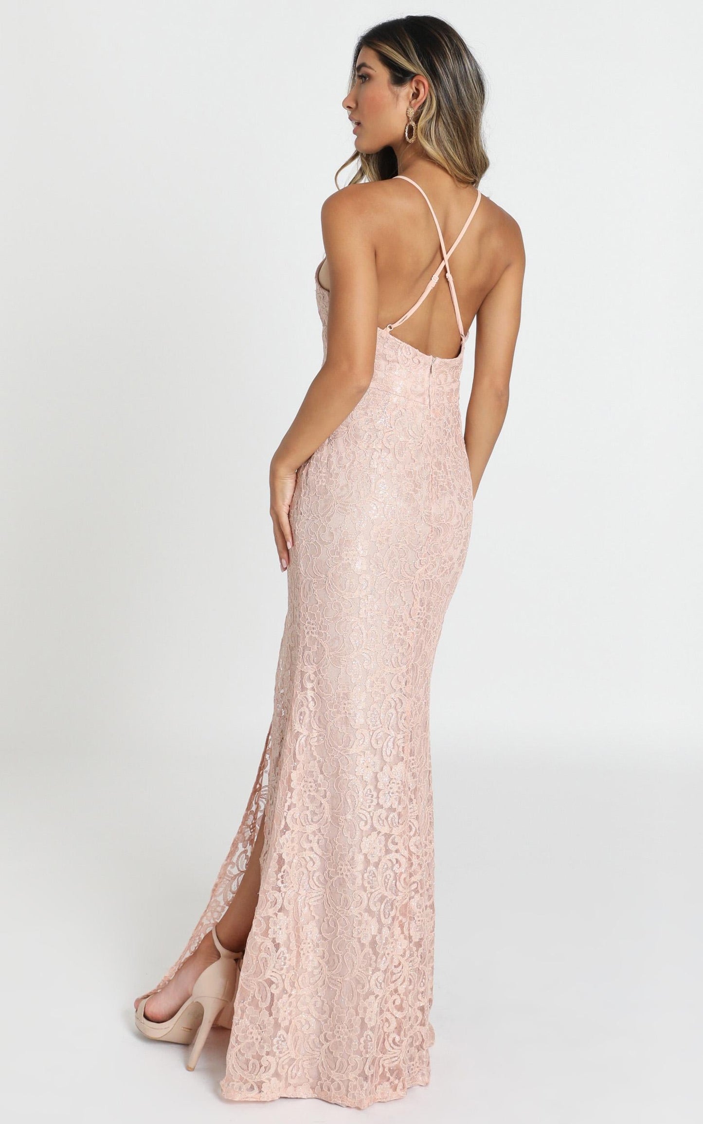 Madison maxi dress in blush sequin