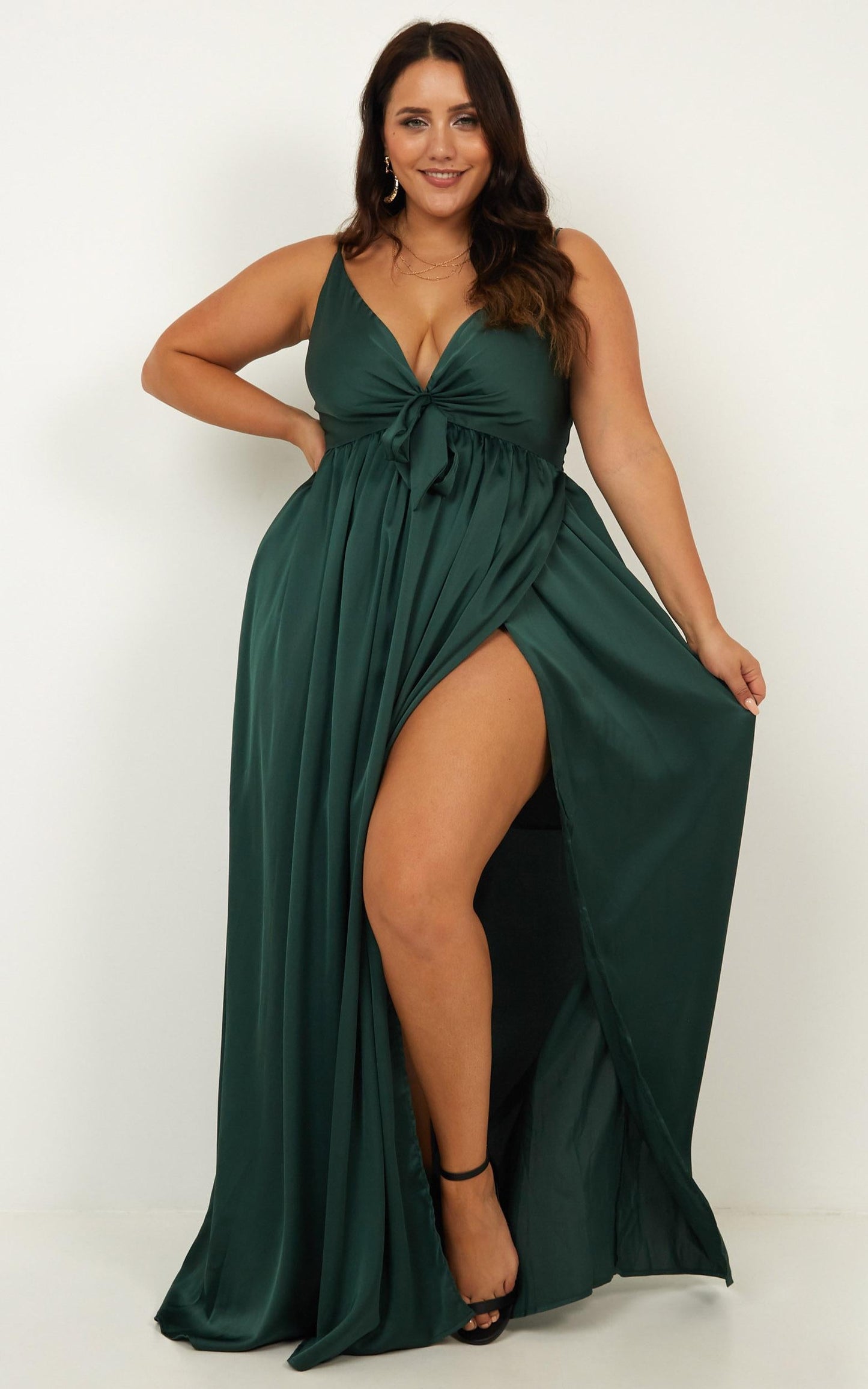 Miracle Worker Dress in Emerald Satin