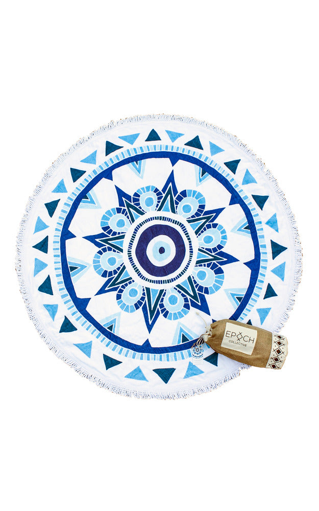 Epoch Collective - Nazar Luxury Round Beach Towel In Navy Print