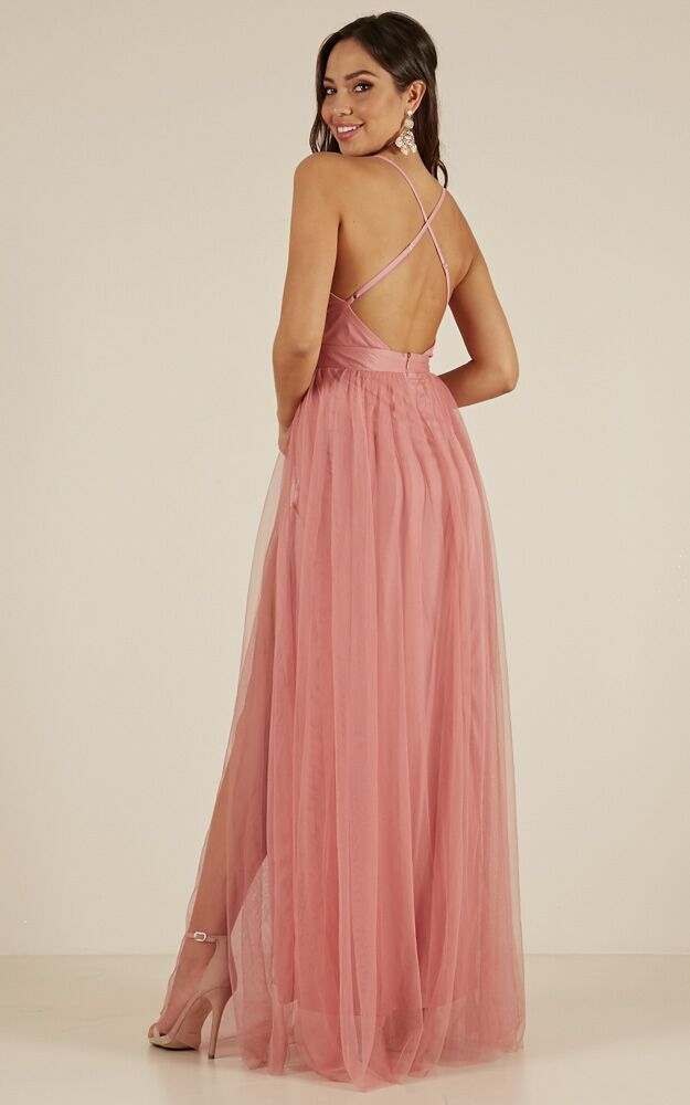 Celebrate Tonight Maxi Dress In Dusty Pink