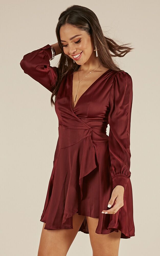 Casino Nights Dress In Wine Sateen