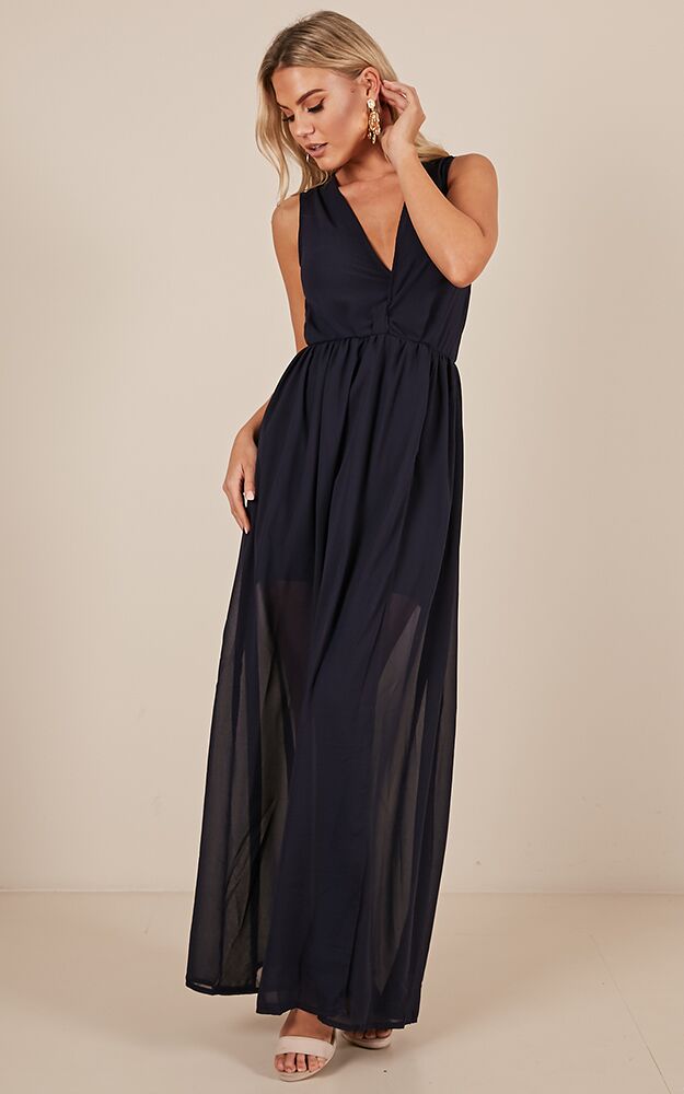Melt Your Heart Maxi Dress In Navy