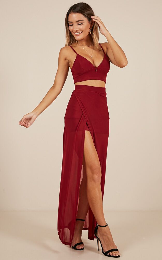 Body Language Two Piece Set In Wine