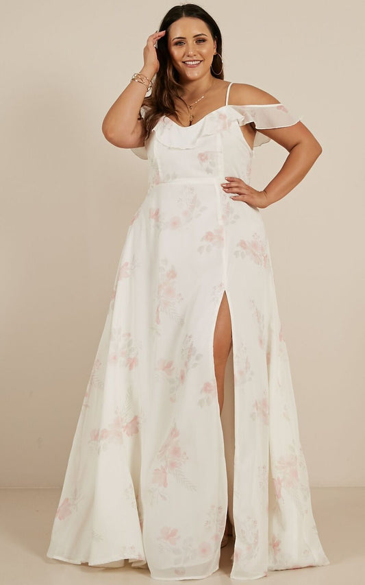 Sway Away Maxi Dress In White Floral