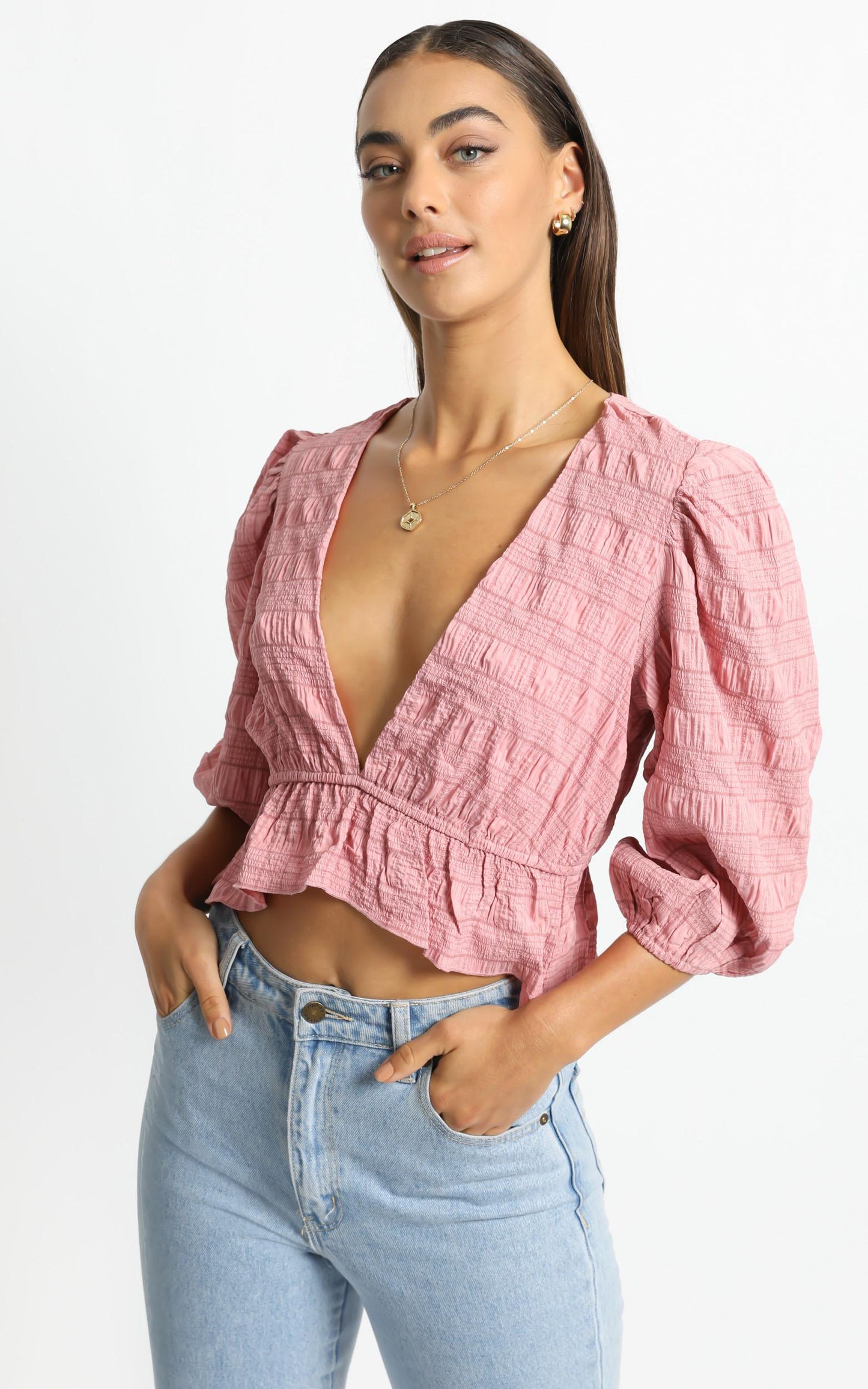 Sandee Top in Rose Check