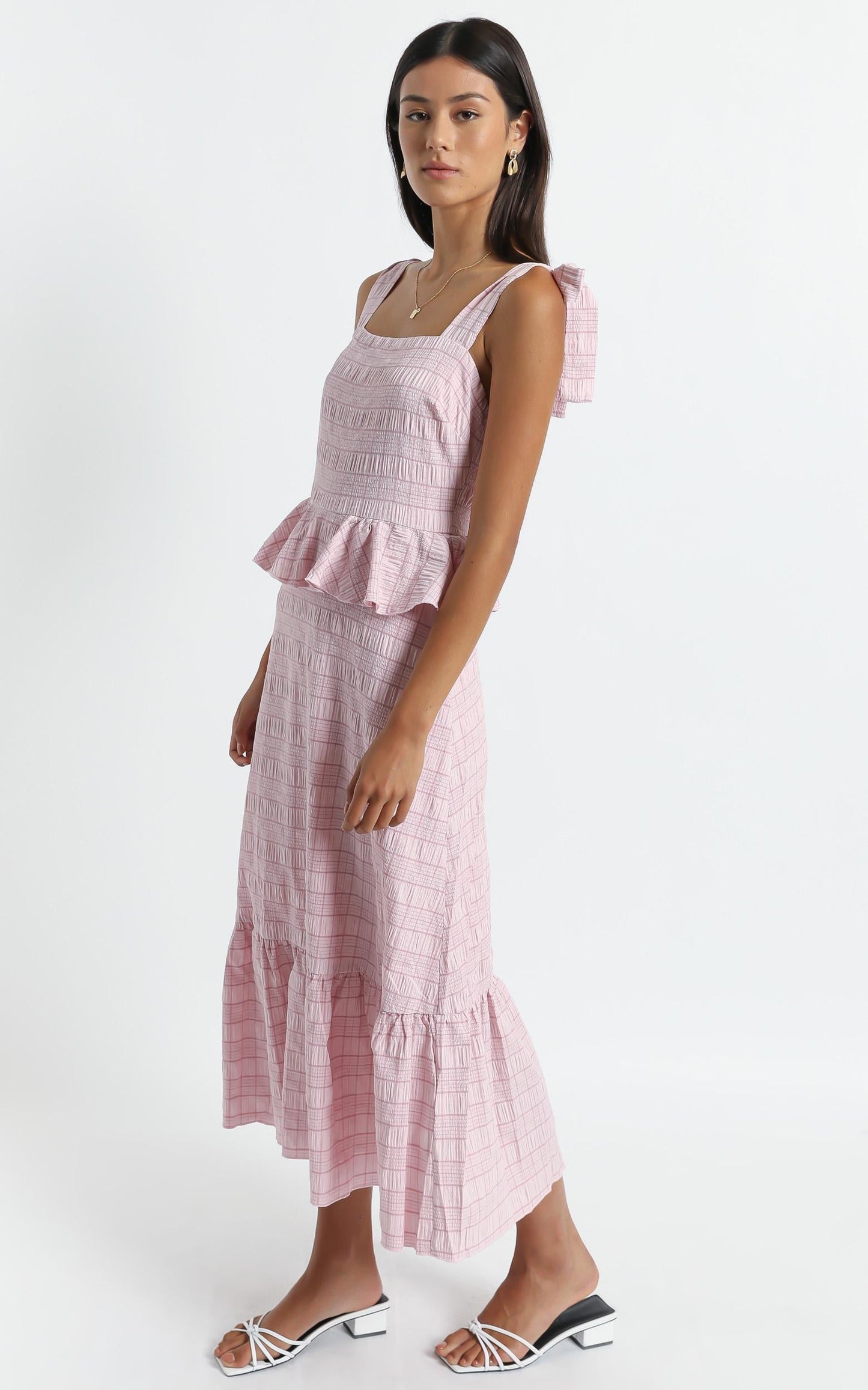 Alane Dress in Blush Check