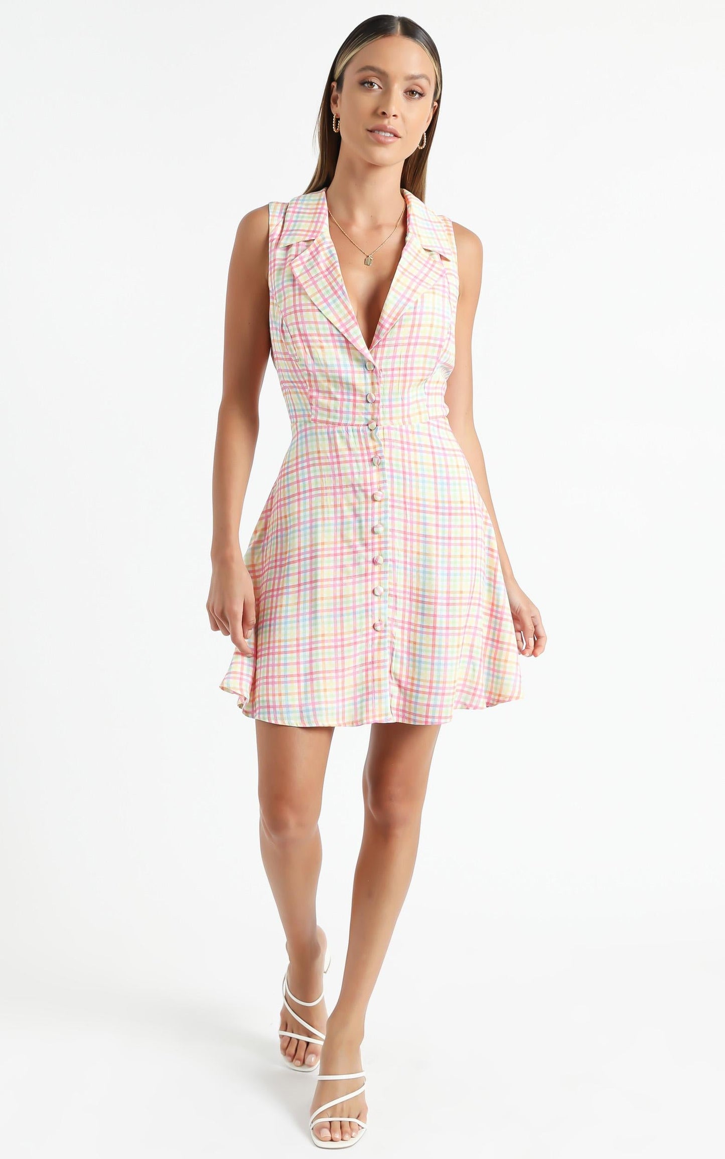 Nimos Dress in Rainbow Check