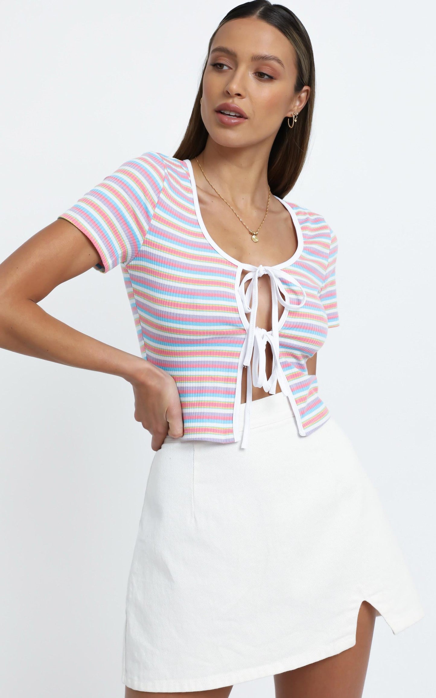 Tara Top in Blush Stripe