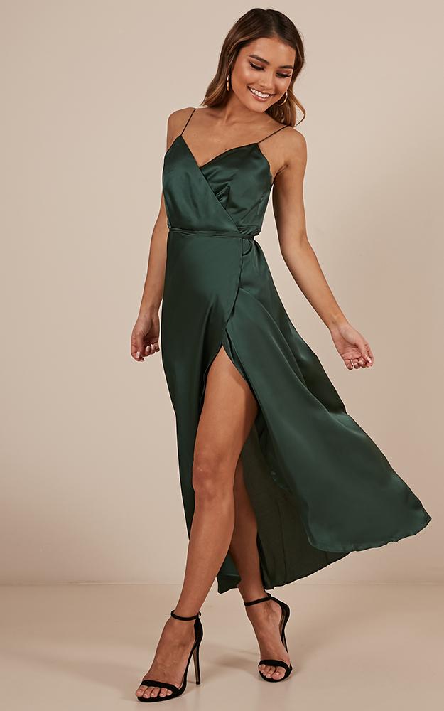 The Countess Dress In Emerald Satin
